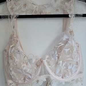 For Love And Lemons High Neck Top with Floral Lace